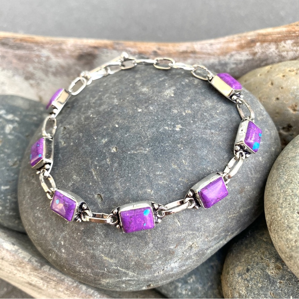 Sundance purple copper turquoise bracelet STERLING SILVER birthstone gemstone